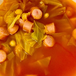 ケチャップで作るかんたんミネストローネ風スープ
